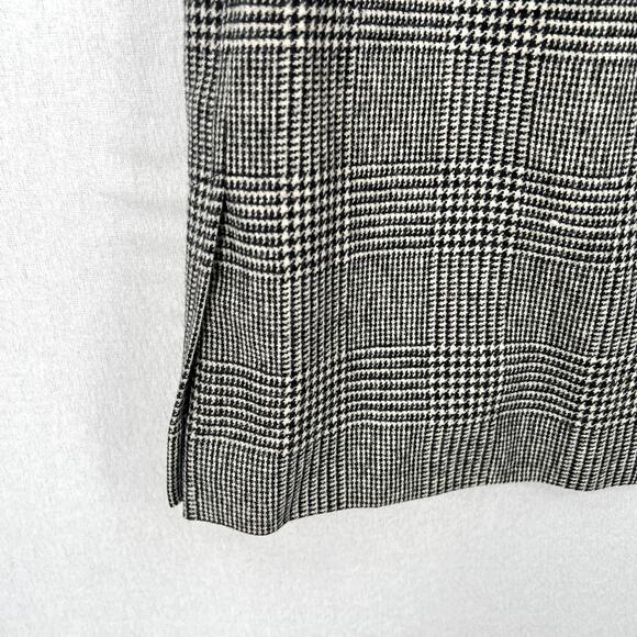 VINTAGE 70s SAINT LAURENT Wool Houndstooth Plaid Pencil Skirt XS Black White - Picture 9 of 16